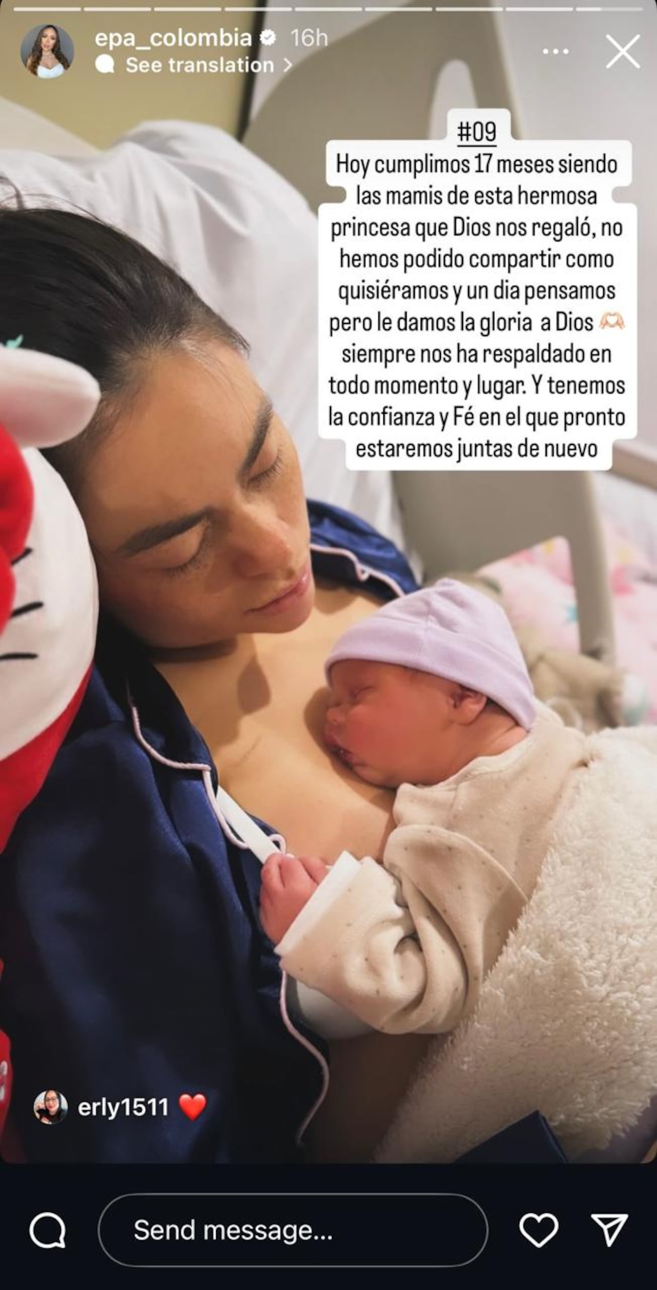 Novia de Epa Colombia publicó una foto de la influencer con su hija y escribió un tierno mensaje.