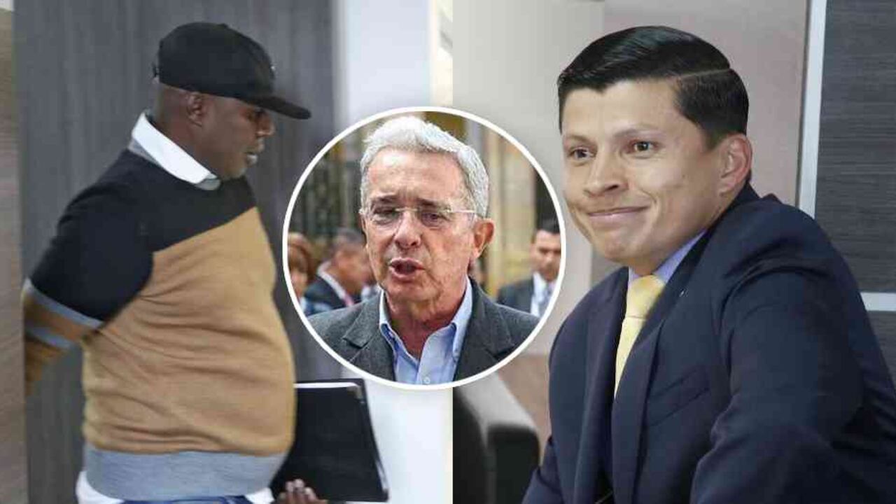 A la izquierda Harlington Mosquera ingresando a la Corte Suprema. A la derecha el coronel Gustavo Adolfo Rodríguez, jefe de seguridad del expresidente Uribe. Foto: Guillermo Torres