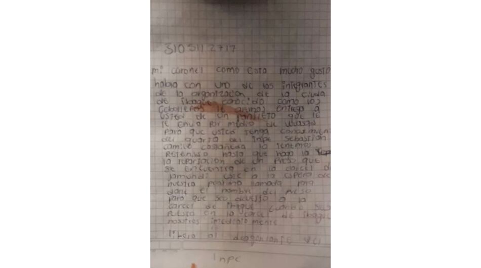 Carta enviada al director del Inpec.