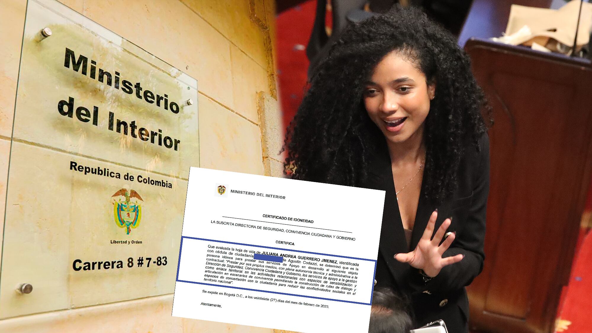 Juliana Guerrero, pese a no tener título ni experiencia, recibió dos contratos con el Ministerio del Interior.