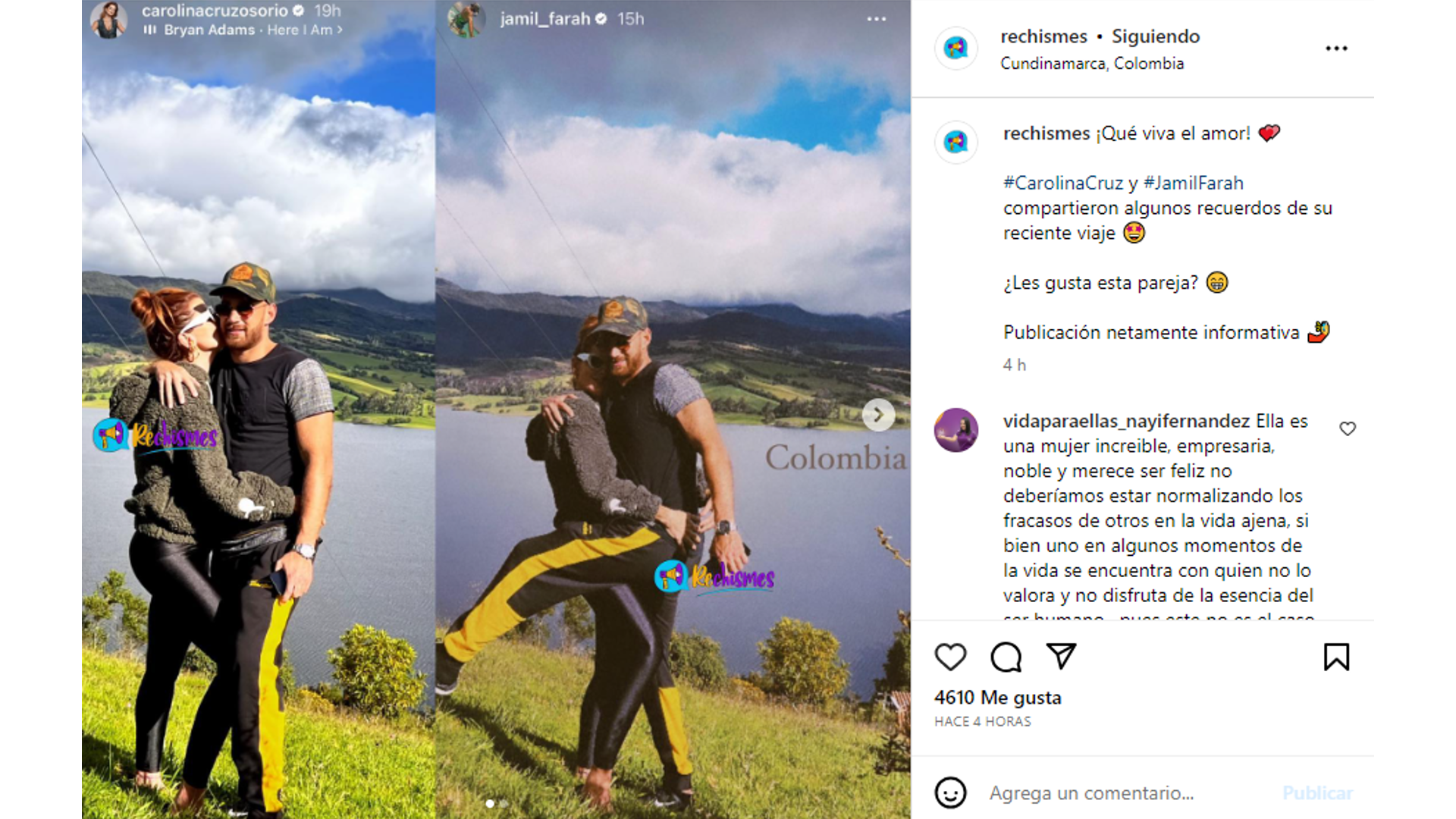 Carolina Cruz publicó unas imágenes con su novio.