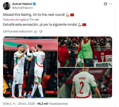 Pantallazo X: @AchrafHakimi