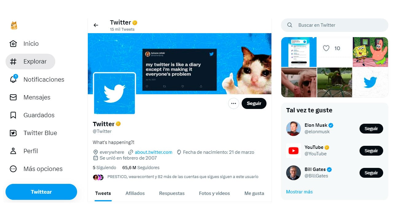 La red social reemplazo al ave azul por la imagen del perrito de Dogecoin.