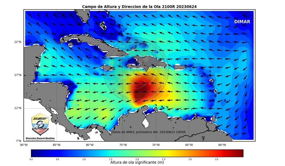 Dimar mantiene su vigilancia a la tormenta tropical Bret.