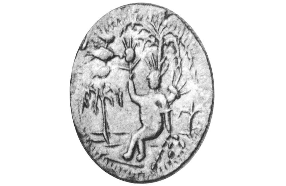 Moneda y sello del Estado de Cartagena: De 1812 se encuentra una iconografía que simboliza a Cartagena de Indias: se trata de la moneda del estado de Cartagena y su sello de la Constitución. Una indígena es el símbolo utilizado con fines patrióticos. La moneda y el sello se relacionan con la independencia de la ciudad, y la imagen de la mujer representa emblemáticamente a la Heroica. Ella tiene atributos clásicos: la corona de plumas, el arco y el carcaj. Sin embargo, le añadieron nuevos elementos simbólicos: las cadenas rotas, el turpial que come la granada entreabierta –referente a la Nueva Granada–, sostenida por la india en la mano derecha. Moneda, 1812, colección Museo Nacional de Colombia.Constitución del estado de Cartagena de Indias, 1812, colección Biblioteca Luis Ángel Arango.