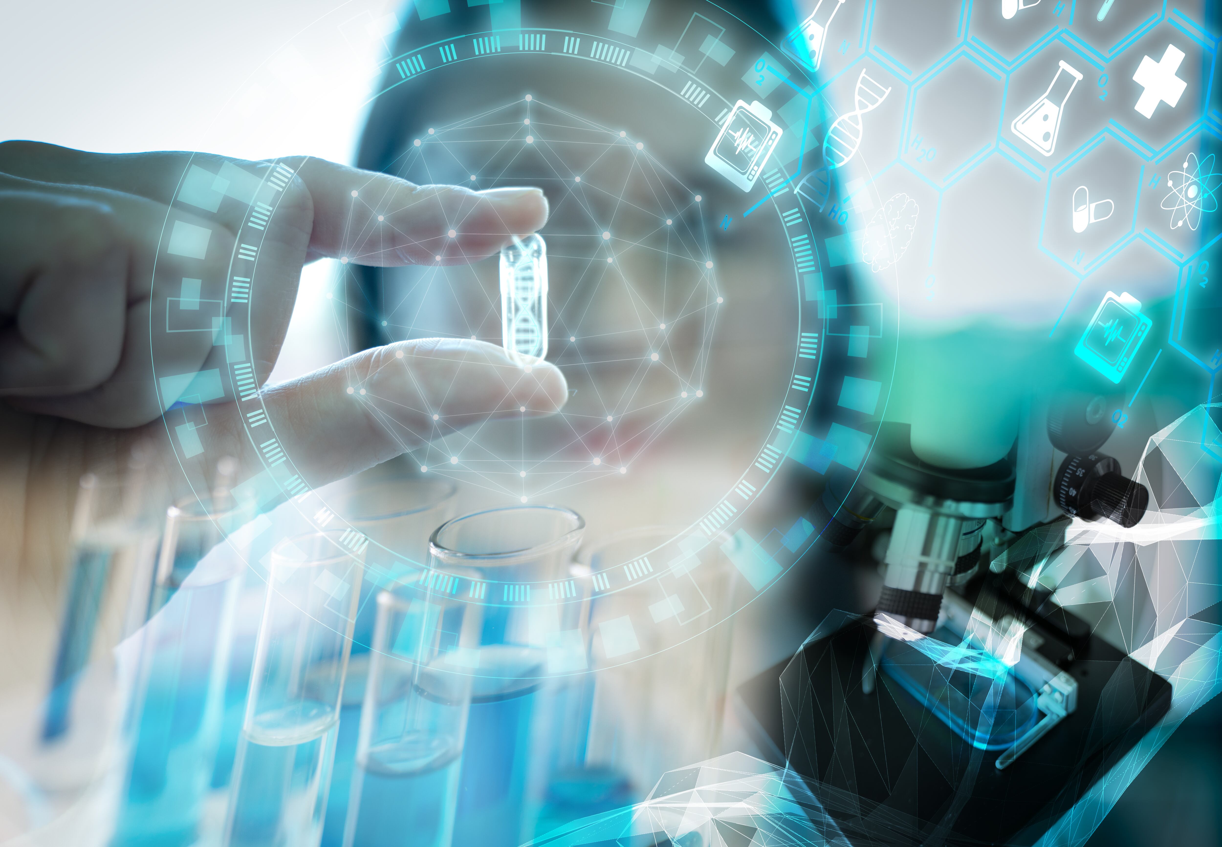 Concept of group of scientists working at the laboratory.