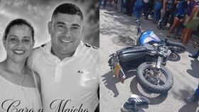 Esta es la pareja de esposos que murió y la moto en la que se desplazaban.