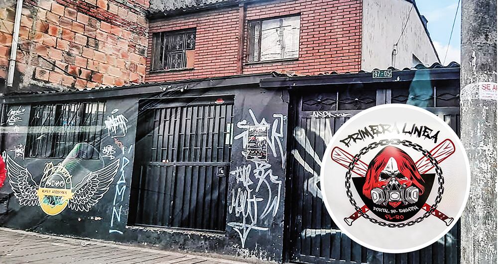   Bar de alias Diablo donde se reunían integrantes de la primera línea con el agente infiltrado. Logo de la primera línea calle 80, Engativá.