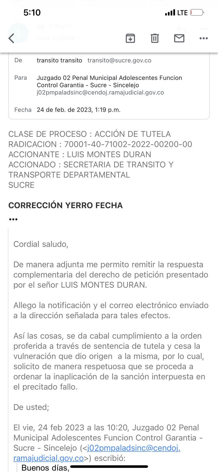 La Secretaría de Tránsito prueba que enviaron la documentación faltante.