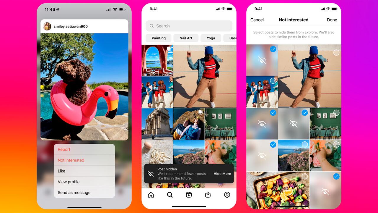 Instagram se actualiza con opciones para determinar qué contenidos el usuario no quiere ver.