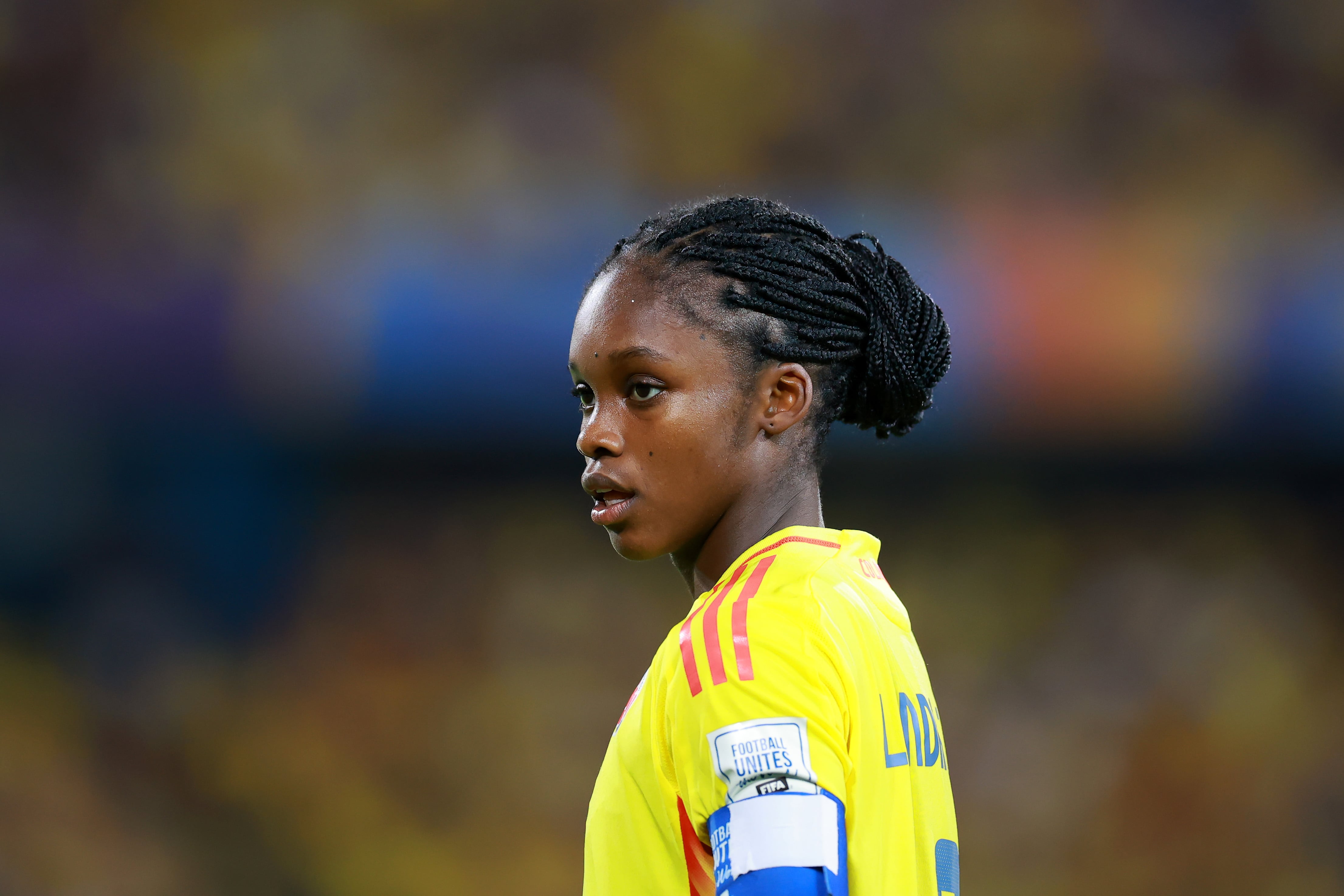 MEDELLIN, COLOMBIA - SEPTEMBER 06: Linda Caicedo of Colombia gestures during the FIFA U-20 Women's World Cup Colombia 2024 match between Mexico and Colombia at Estadio Atanasio Girardot on September 06, 2024 in Medellin, Colombia. (Photo by Hector Vivas - FIFA/FIFA via Getty Images)