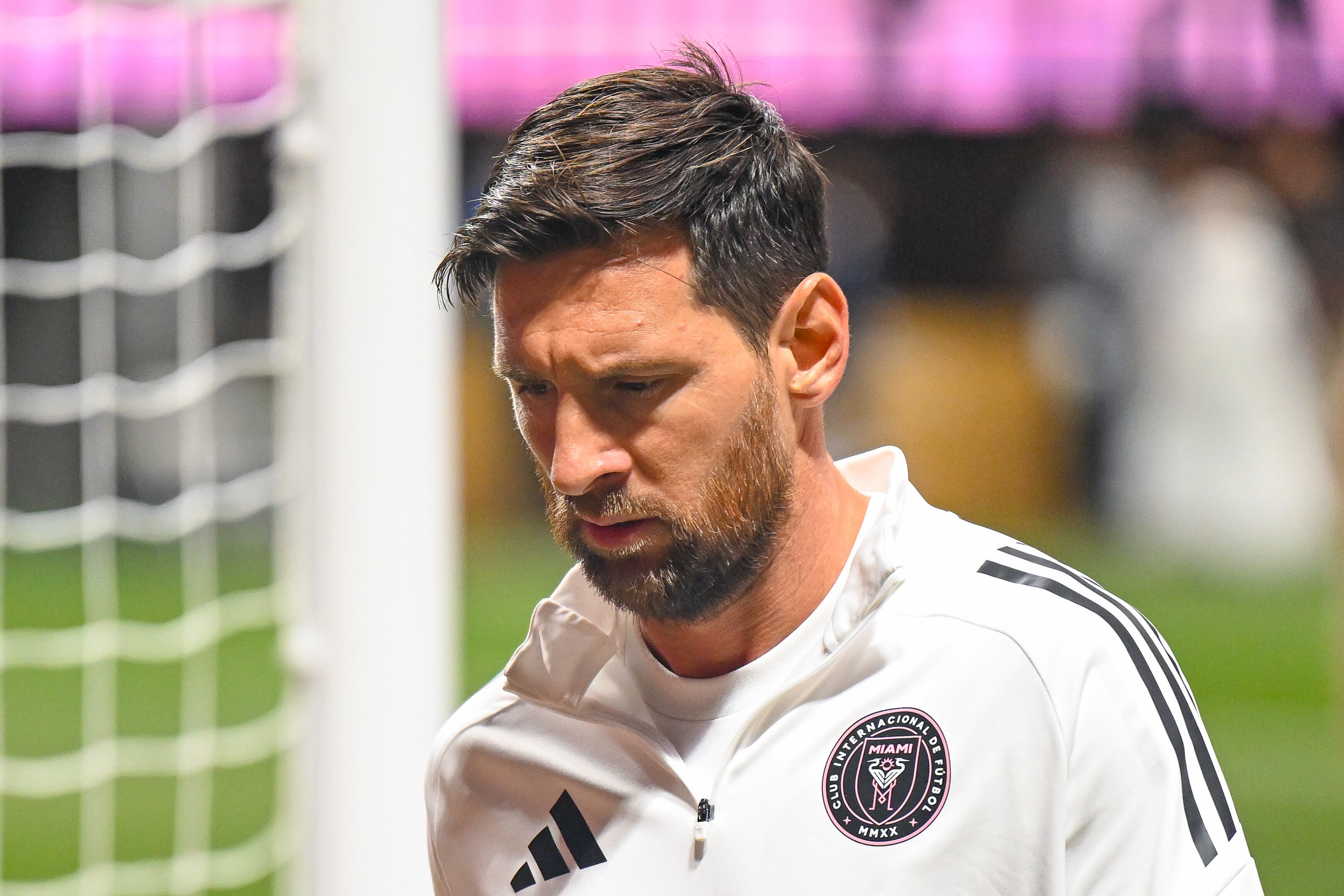 ATLANTA, GA  JUNE 29:  Inter Miami forward Lionel Messi (10) walks off the pitch prior to the start of the FIFA Club World Cup match between Inter Miami CF and Paris Saint-Germain on June 29th, 2025 at Mercedes-Benz Stadium in Atlanta, GA.  (Photo by Rich von Biberstein/Icon Sportswire via Getty Images)