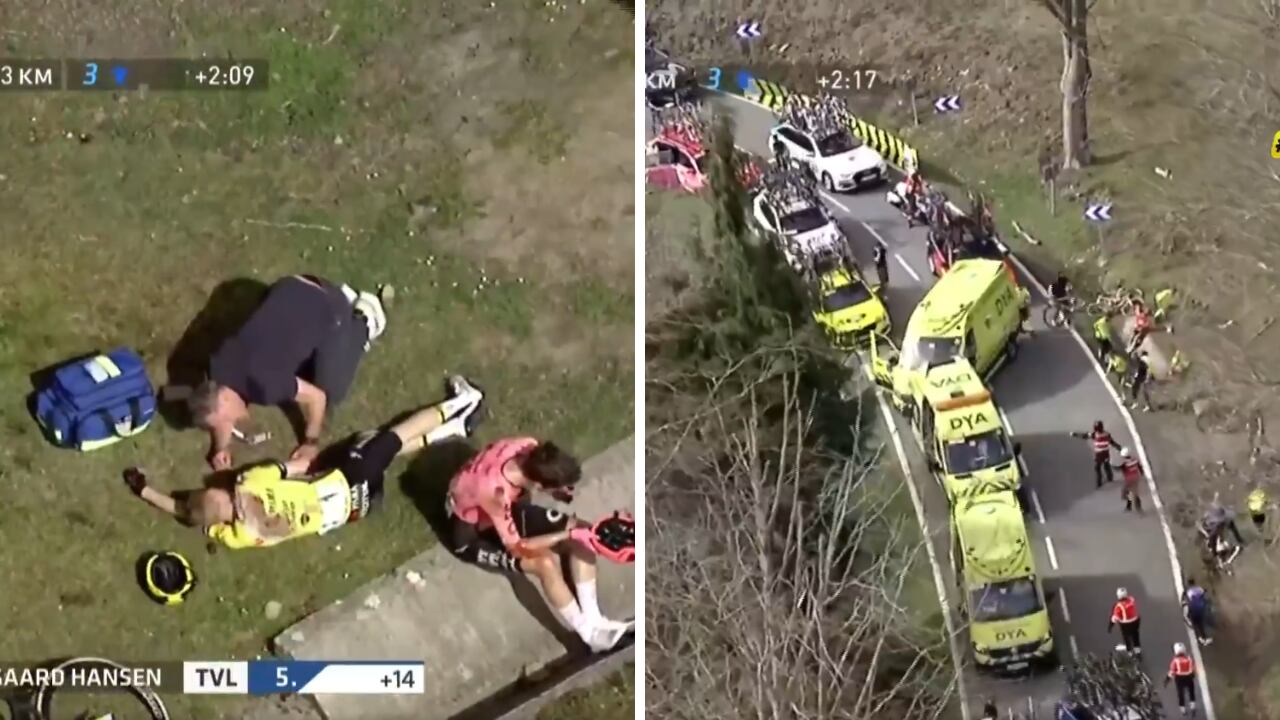 Jonas Vingegaard, Remco Evenepoel, Primoz Roglic salieron afectados