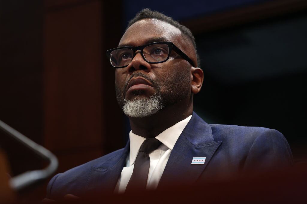 WASHINGTON, DC - MARCH 05: Chicago Mayor Brandon Johnson looks on during a House Oversight and Government Reform Committee hearing on sanctuary cities' policies at the U.S. Capitol on March 05, 2025 in Washington, DC. The hearing comes as President Donald Trump looks to implement key elements of his immigration policy, while threatening to cut funding to cities that resist the administration’s immigration efforts. (Photo by Kayla Bartkowski/Getty Images)