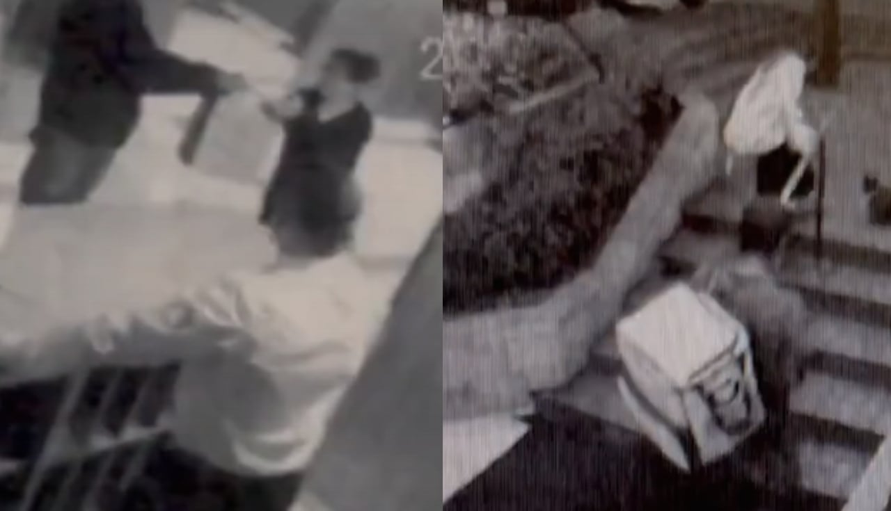 En las imágenes se ve al domiciliario ingresando al conjunto.