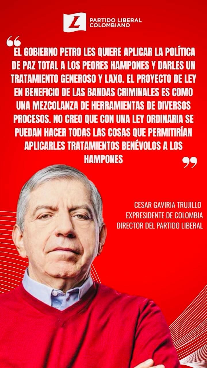 Postura del expresidente César Gaviria