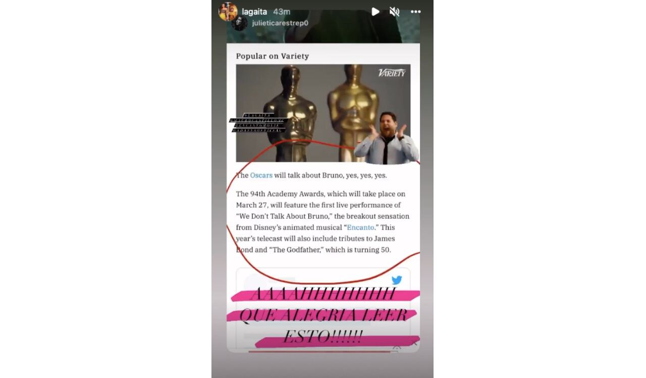 Carolina Gaitán cantará en los premios Óscar 2022