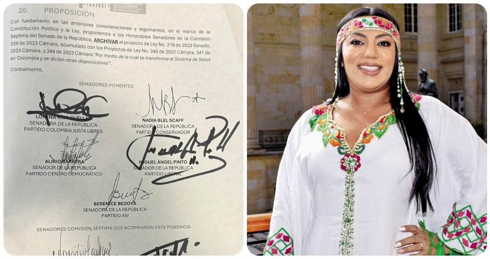 Martha Peralta y el documento de archivo de la reforma a la salud.