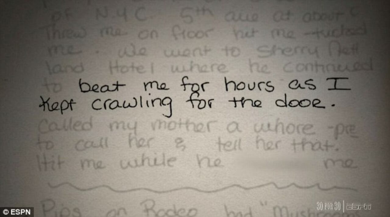 En sus diarios, escritos a mano, Nicole Brown llevaba un registro de las veces en las que O.J. Simpson la golpeó o la maltrato.