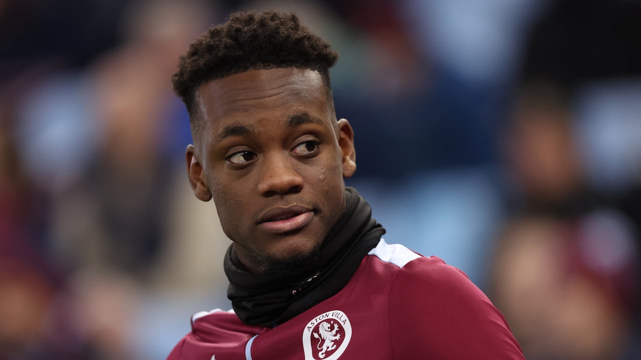 BIRMINGHAM, ENGLAND - DECEMBER 22: Jhon Duran of Aston Villa warms up before the Premier League match between Aston Villa and Sheffield United at Villa Park on December 22, 2023 in Birmingham, England. (Photo by Neal Simpson/Sportsphoto/Allstar via Getty Images)