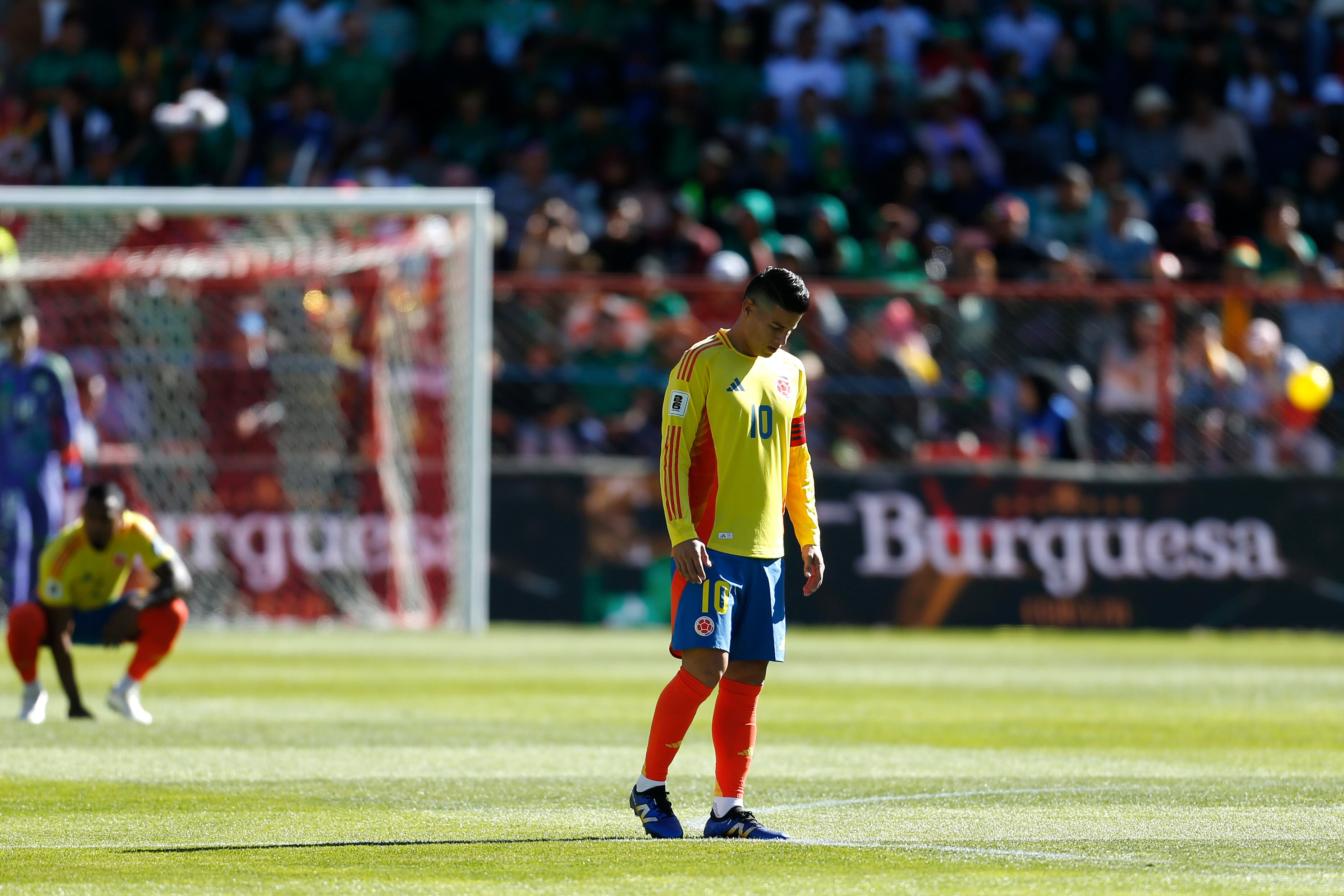 EL ALTO, BOLIVIA - OCTOBER 10: James Rodriguez of Colombia reacts during the FIFA World Cup 2026 South American Qualifier match between Bolivia and Colombia at Estadio Municipal de El Alto on October 10, 2024 in El Alto, Bolivia.  (Photo by Gaston Brito Miserocchi/Getty Images)