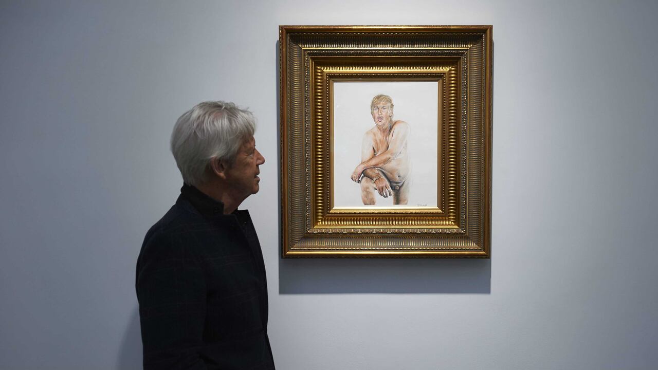 Cuadro de Donald Trump Trump desnudo fue censurado en EE.UU. y expuesto en Londres.