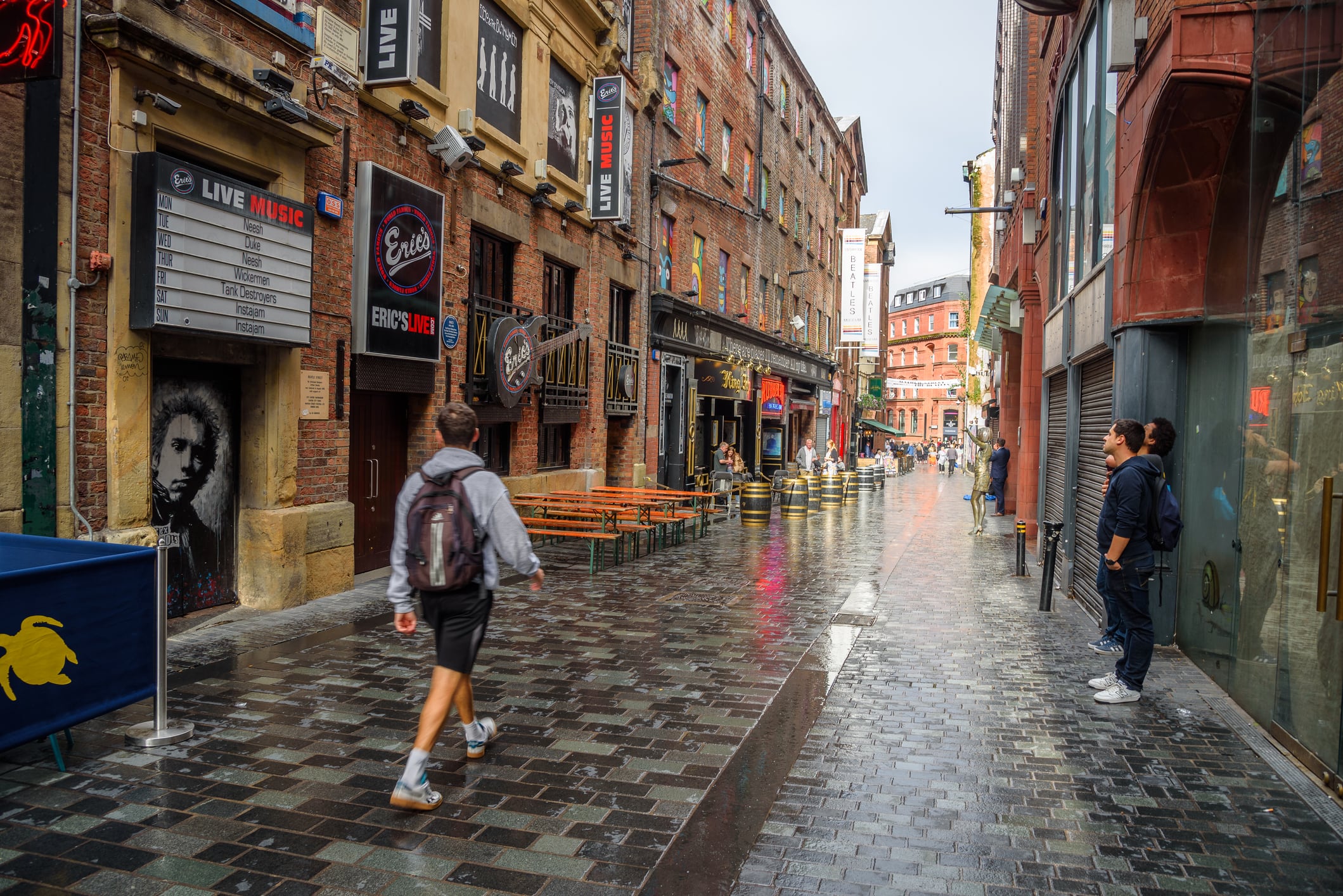 Mathew street in central Liverpool