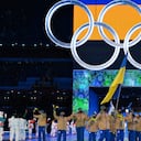 Ucrania ondea su bandera durante la inauguración de los pasados Juegos Olímpicos de Invierno en Pekín