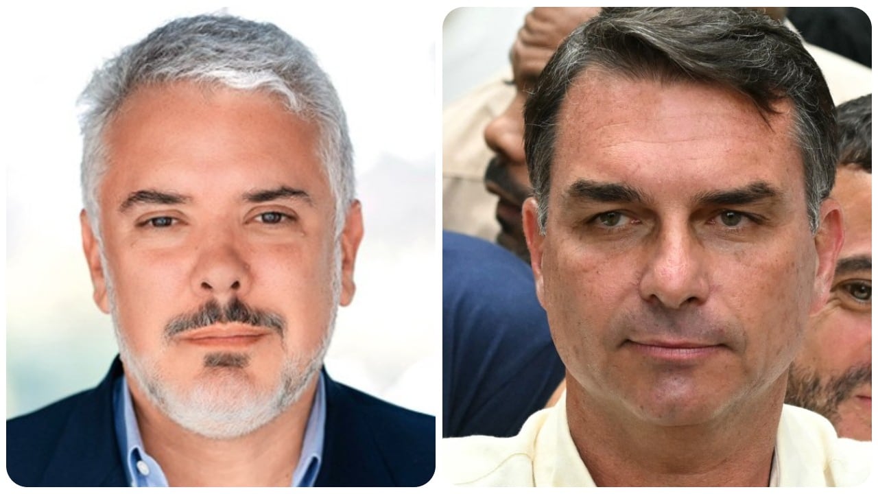 El expresidente de Colombia Iván Duque y el candidato a la presidencia de Brasil Flávio Bolsonaro.