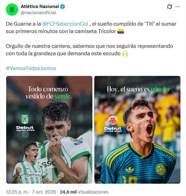 Posteo de Atlético Nacional