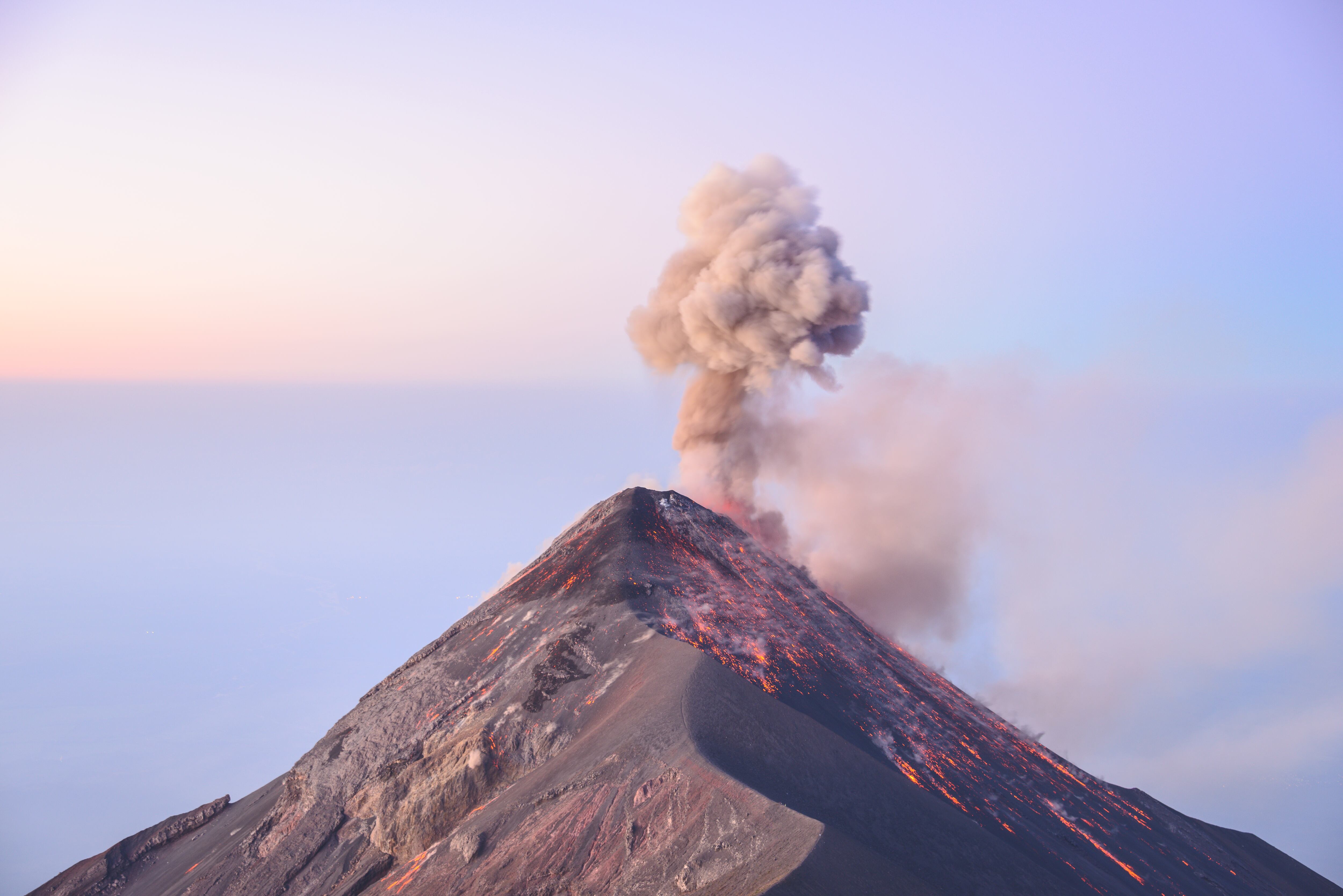 Sunrise eruption at Volcan Fuego in Guatemala