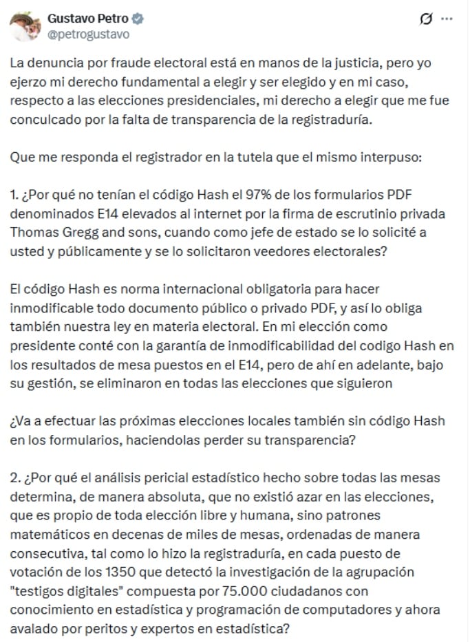Esta fue la primera parte del mensaje del exmandatario.