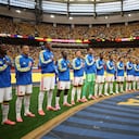 Selección Colombia en los himnos de una partido correspondiente a la Copa Mundo 2026