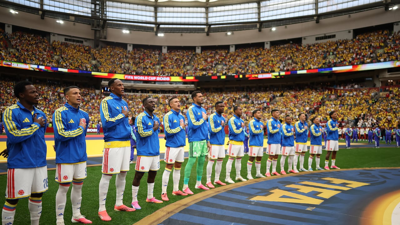 Selección Colombia en los himnos de una partido correspondiente a la Copa Mundo 2026