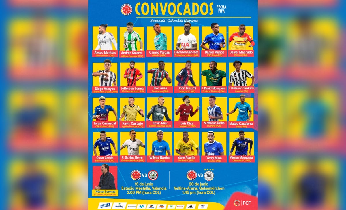 Convocatoria Selección Colombia para los duelos ante Irak y Alemania.