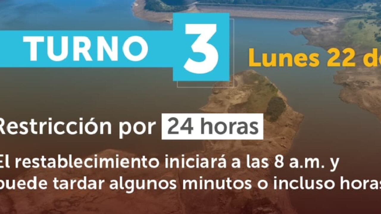 El racionamiento de agua en Bogotá este lunes 22 de abril de 2024
