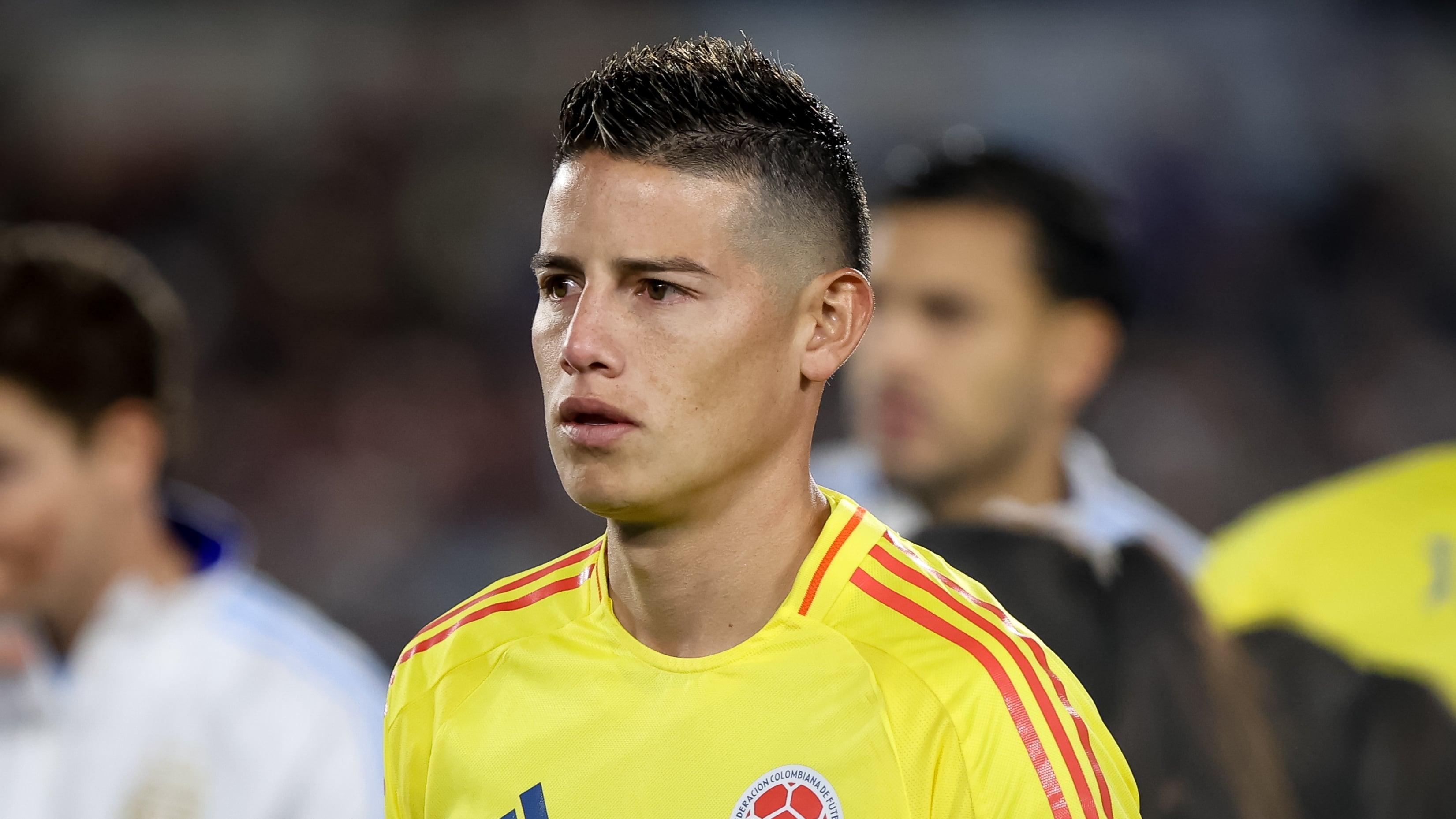 BUENOS AIRES, ARGENTINA - 2025/06/10: James Rodriguez of Colombia seen in action during the match between Argentina and Colombia as part of 2026 FIFA World Cup Qualifiers at Mas Monumental Stadium. Final score: Argentina 1 - 1 Colombia. (Photo by Roberto Tuero/SOPA Images/LightRocket via Getty Images)