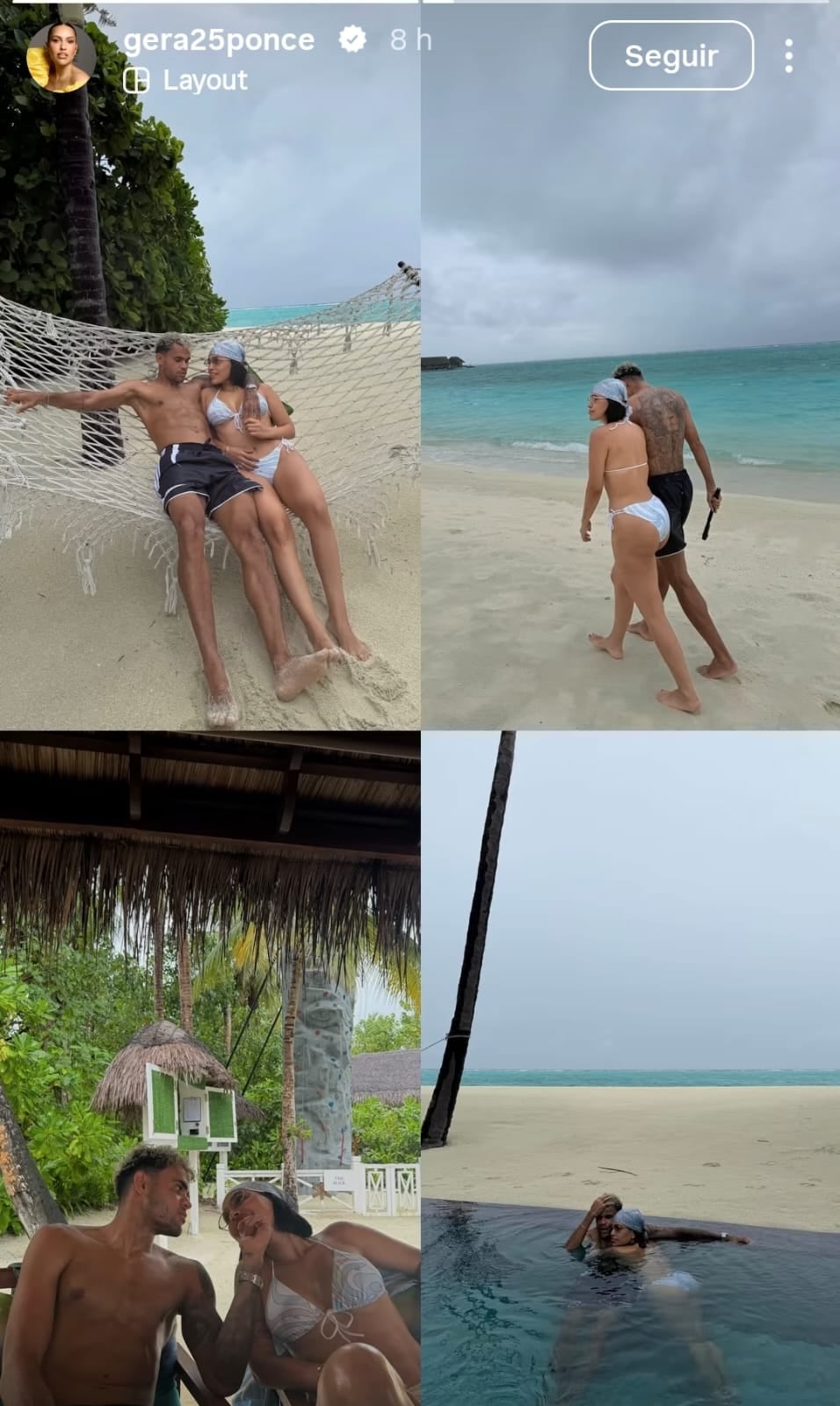 Geraldine Ponce y Luis Díaz disfrutando de unos días de vacaciones en la playa