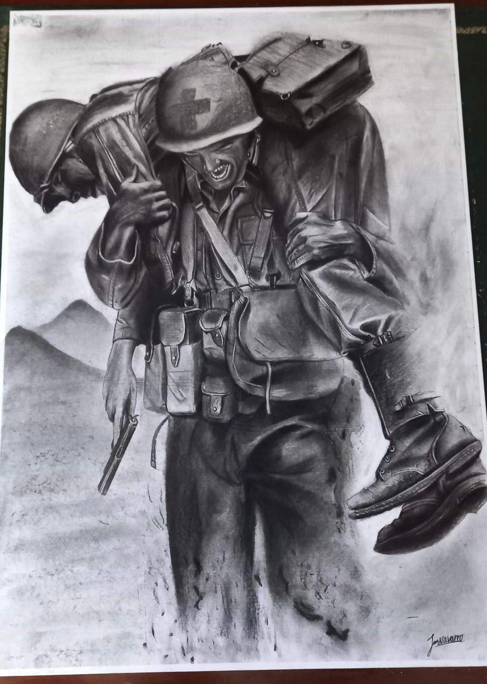 Soldado José Navarro dibuja en las selvas de Colombia