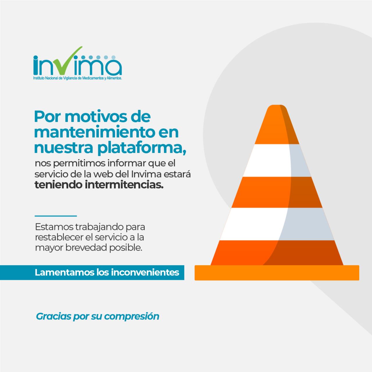 Página del Invima caída