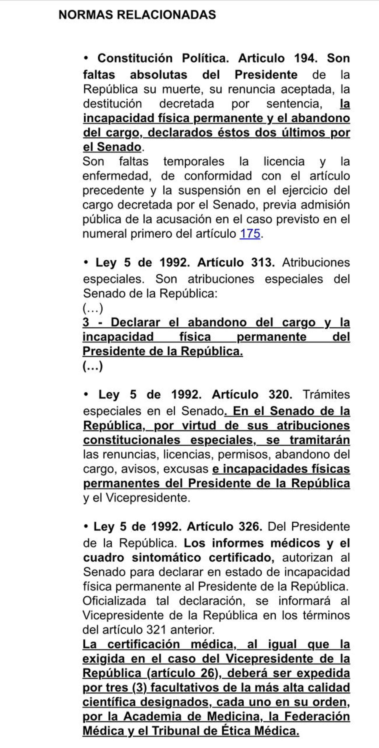 Los argumentos jurídicos que respaldan la proposición con la que pretenden que Gustavo Petro se someta a un examen médico.