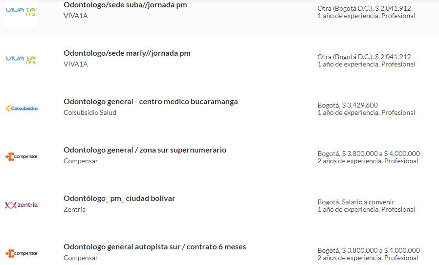 Consulte todas las vacantes laborales disponibles para odontólogos, ingresando en: https://www.semana.com/empleos/