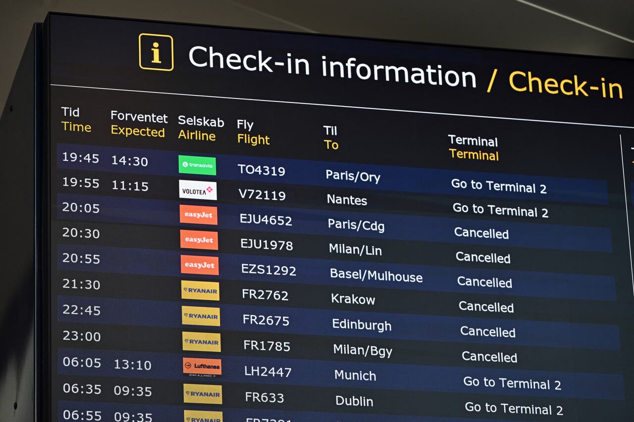 Un gran número de vuelos han sido cancelados en el aeropuerto de Copenhague, Dinamarca,