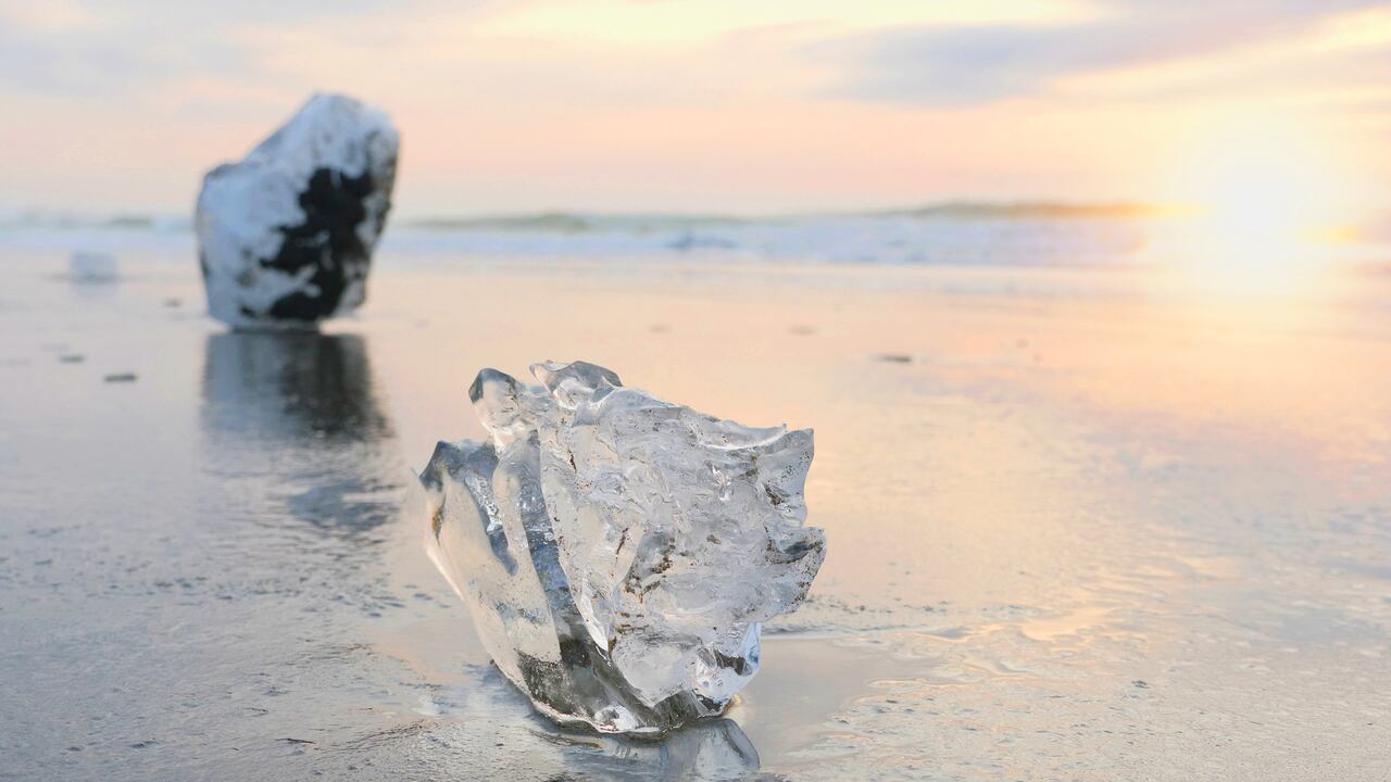 Travel in Japan on winter, Iceberg jewelry on ice beach at Otsu Beach in Toyokoro town.
