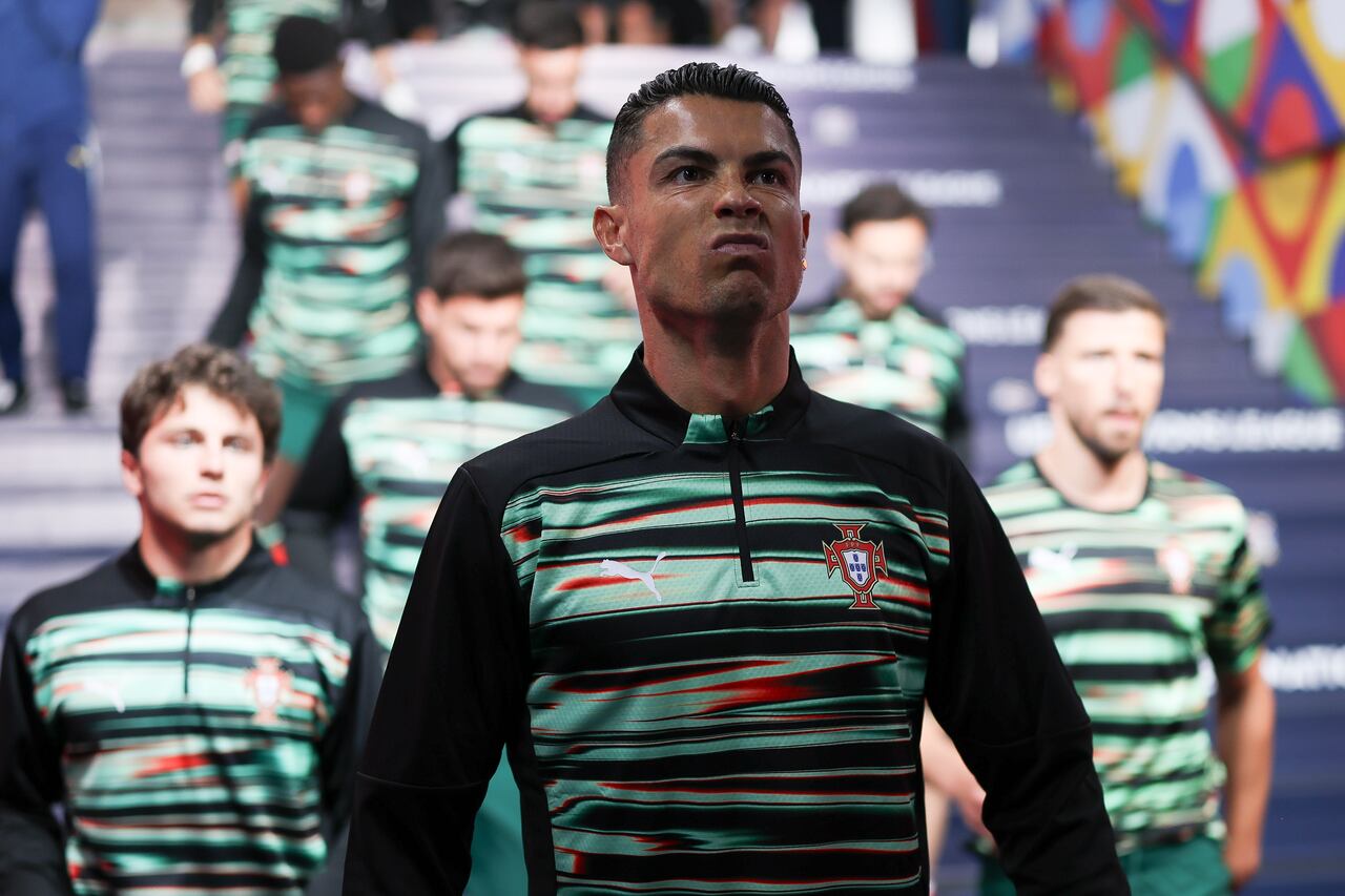 MUNICH, GERMANY - JUNE 04: Cristiano Ronaldo of Portugal reacts inside the players' tunnel prior warm up of the UEFA Nations League 2025 semifinal match between Germany and Portugal at Munich Football Arena on June 04, 2025 in Munich, Germany. (Photo by Maja Hitij - UEFA/UEFA via Getty Images)
