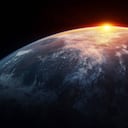 La luz del sol eclipsando el planeta Tierra.