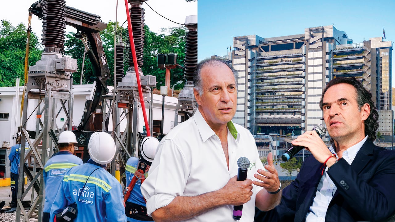 La crisis financiera y operativa de Afinia podría generar un apagón. En la foto: John Maya y el alcalde de Medellín, Federico Gutiérrez.