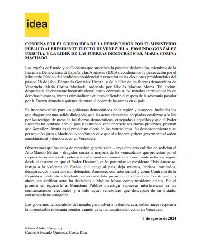 Comunicado del grupo IDEA