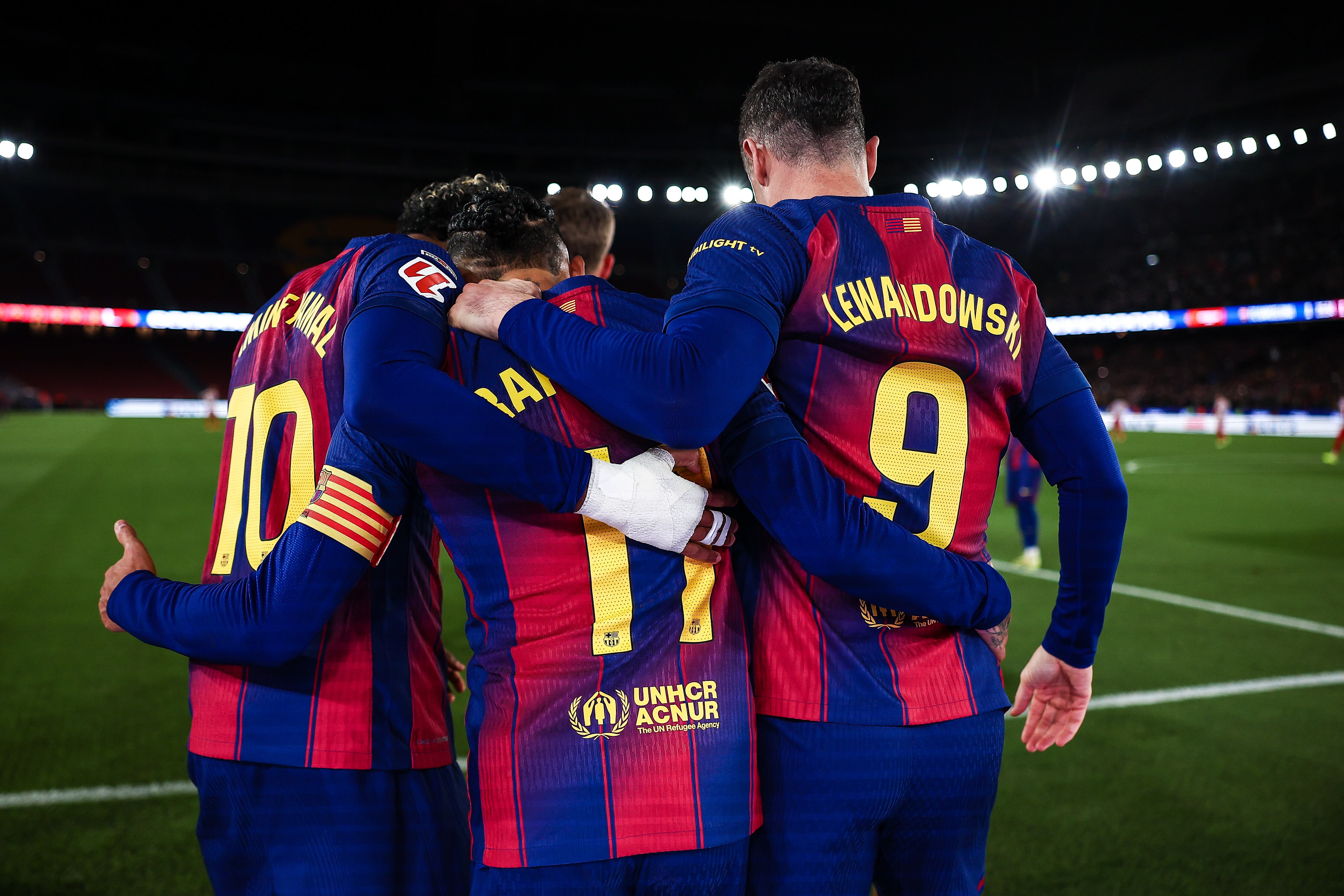 Barcelona celebrando su triunfo sobre Atlético de Madrid.