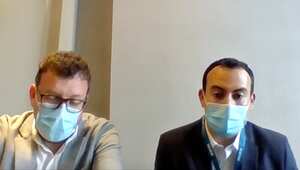 Albert Perez, líder de mantenimiento (izquierda) y Francisco Raddatz, directivo de flota de Avianca, en entrevista con SEMANA.